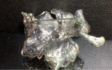 Vintage art deco style silver tone leave brooches with pearl