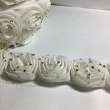 Organza fabric made rosette trim ribbon