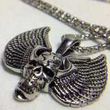 Collody Gothic Skull Necklace for men Stainless Steel Punk Rock or Hip hop Pendant Ajustable Polished Chain Suitable for Halloween