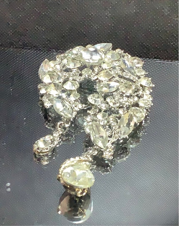 Crystal eye drop brooches