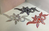 Flower Appliques Laser Sequins Embroidery Trims Iron On Patches