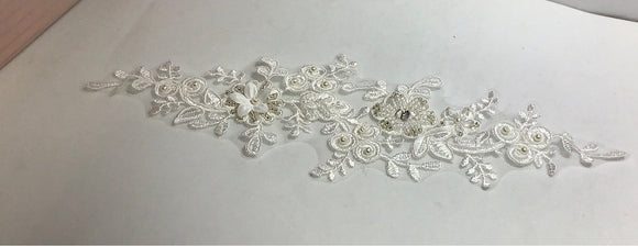 Ivory Beaded Appliques on netting Applique