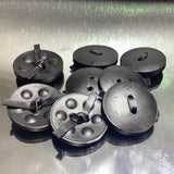 Plastic leather look button