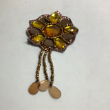 Vintage Brooch, Brown Rhinestone Brooch with Dangles, Costume Jewelry, Fall Brooches