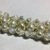 Pearl Beads Lace Trim ribbon in Ivory For Wedding