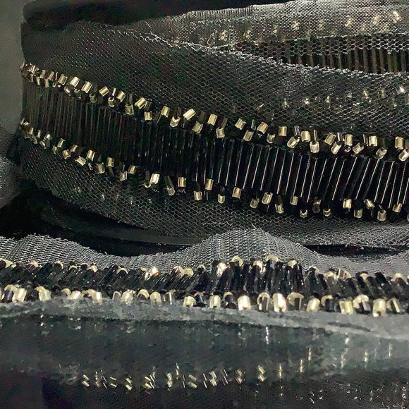 Armani bugle beaded trim on net