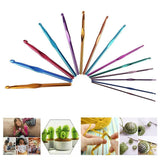 Luxbon-Pack Of  22 Sizes Multi coloured Aluminum Crochet Hooks Set Knitting Needles Craft Yarn 2mm-10mm