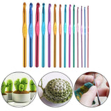 Luxbon-Pack Of  22 Sizes Multi coloured Aluminum Crochet Hooks Set Knitting Needles Craft Yarn 2mm-10mm