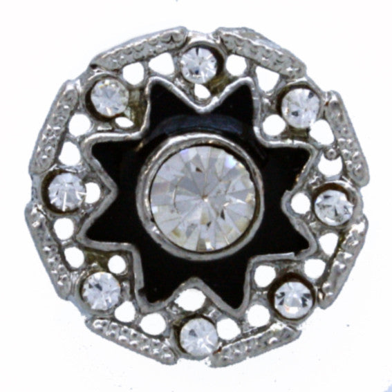 Diamanté with black star centre button 22mm