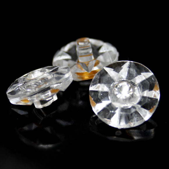 Round clear diamonte shank button