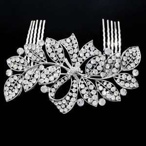 #0220 Crystal Flower comb 120mm