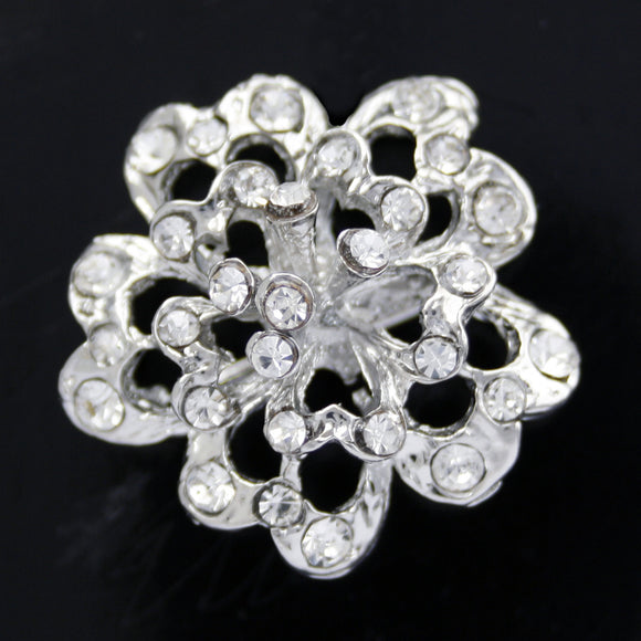 #0265 Diamonte Flower brooch 26mm