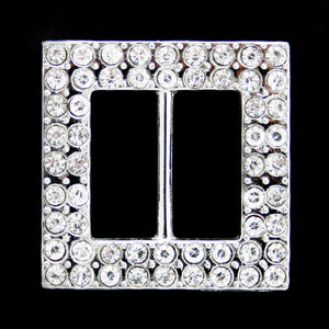 Square double row crystal buckle 18mm