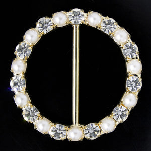 Round pearl with crystal buckle