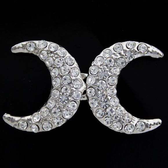 #0458 Moon Crest Diamonte Brooch 50mm