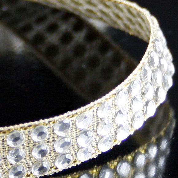 Hot fix diamanté on 10mm Lurex tape - Triple row