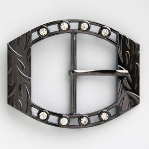 #0826 Gunmetal With Diamontes Decorative Buckle 45mm