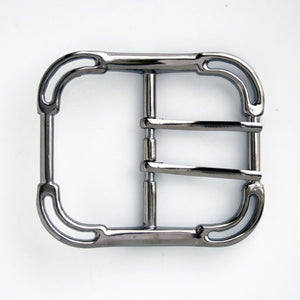 #0828 Nickel Finish Double Prong Buckle 50mm