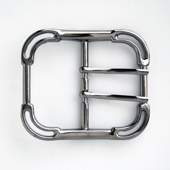 #0828 Nickel Finish Double Prong Buckle 50mm