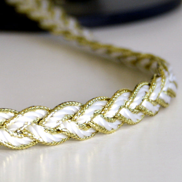 Plaited braid white /gold 10mm