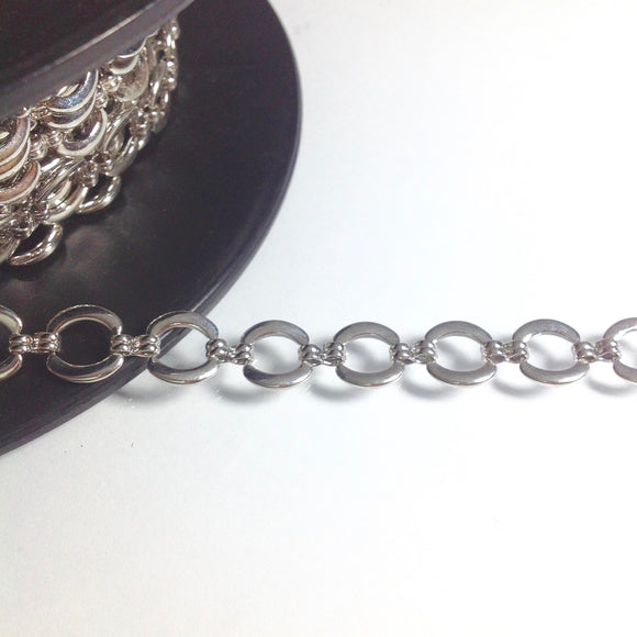 Silver Circular Linked Chain 11mm
