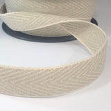 Winter Herringbone Webbing in Ecru & Taupe