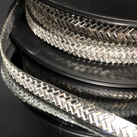 Iron on Silver Herringbone pattern Trim