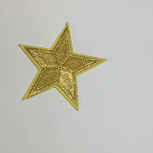 Star Iron On Patch Silver or Gold Metallic Thread