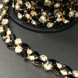 Diamanté trims black with nickel
