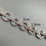 Silver crystal rhinestone applique trim welding trim