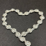 Flower diamanté trim in mesh chain
