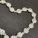 Flower diamanté trim in mesh chain