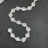 Flower diamanté trim in mesh chain