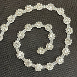 Flower diamanté trim in mesh chain