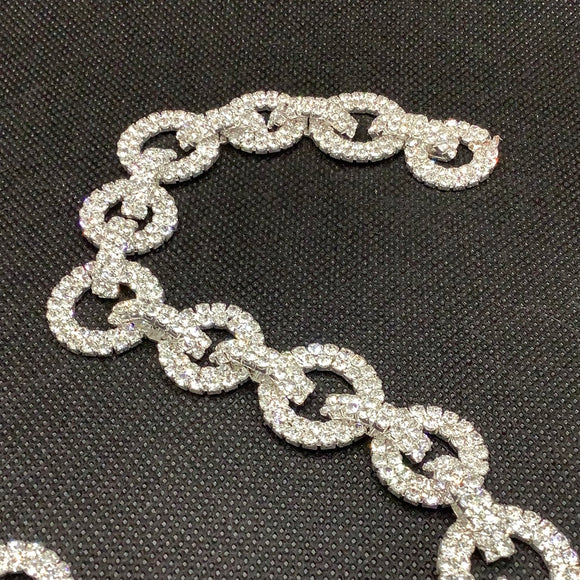 Silver crystal rhinestone applique trim welding trim