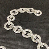 Silver crystal rhinestone applique trim welding trim