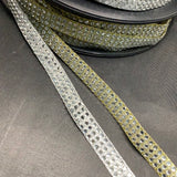 Hot fix diamanté on 10mm Lurex tape - Triple row