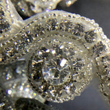 Iron on swirl decorative crystal trim  with beads