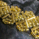 Gold Beaded Trim on Black Netting 12mm