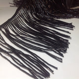 Bugle Beaded Fringe Trim on Satin ribbon