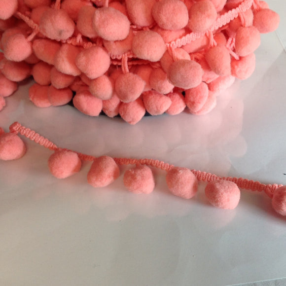 Fancy Salmon Pink PomPom Trim